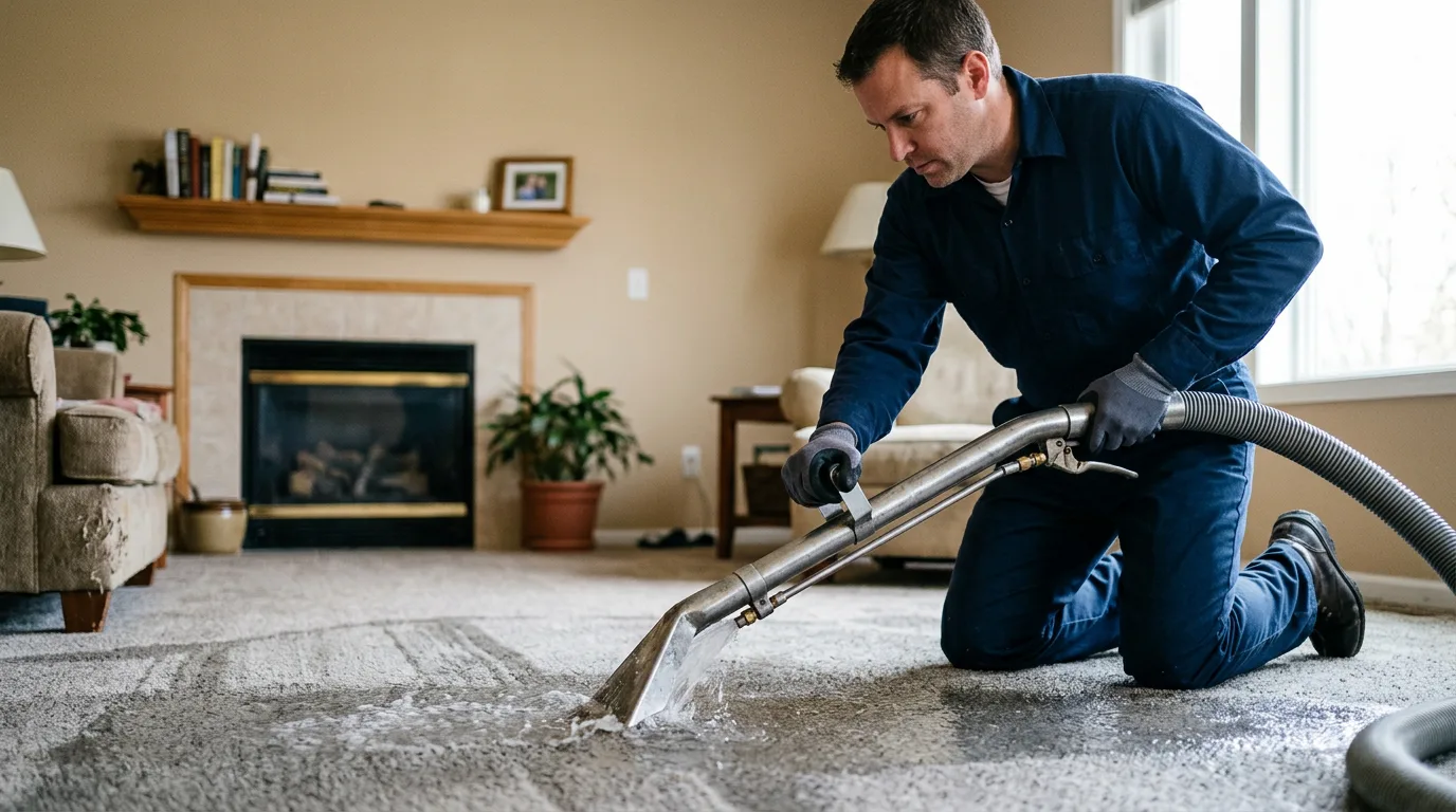 Water damage restoration technician working near Fullerton, ND